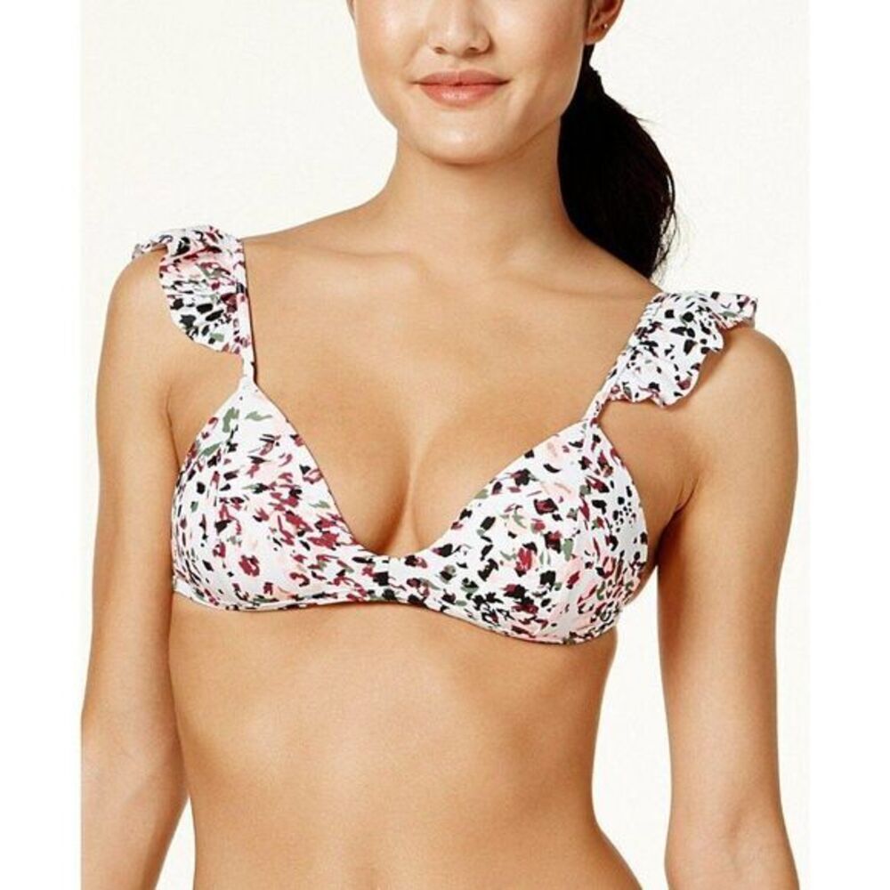 Hula Honey Cheetah Swirl Ruffled Push-up Bikini Swim Top Small Juniors'‎